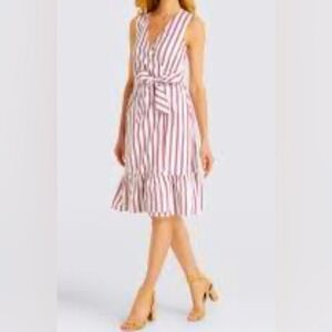Draper James 100% Cotton Striped Sleeveless Tank Tiered Wrap Dress Size 6 EUC